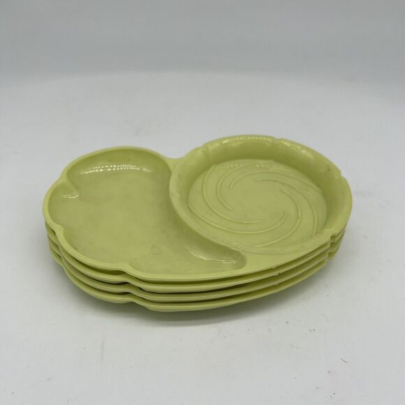 Vintage Federal Tool Corp Plastic Lime Green Coasters Snack Dish Set - Picture 3 of 6